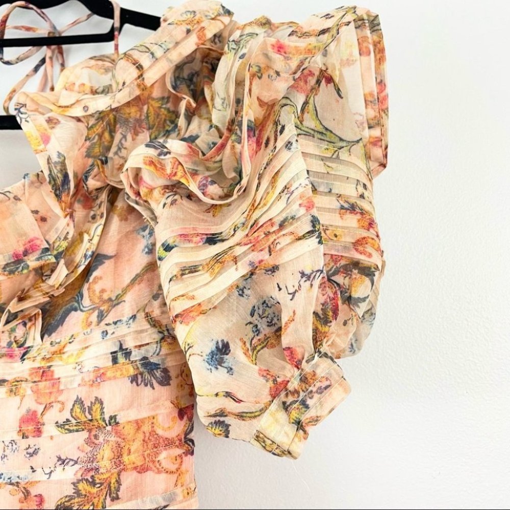 Beulah Dress Summer Mini Floral Ruffle Puff Sleeve Zimmermann Dupe - Picture 8 of 13
